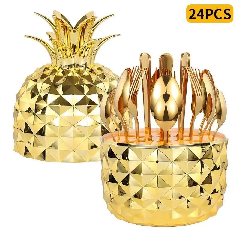 24pcs Pineapple Shell Design Dinnerware Set, Dishes Set, Dinner Service Set, Luxury Tableware for Weddings Parties, Perfect Gift and Self-Use Option, Modern Tableware Sets
