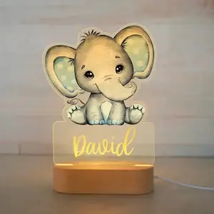 Simply Baby Shop- Personalized Animal Night Light- Children’s Custom Name- USB Night Light Featuring 7 Colors. Decor Gift Magical Room Wood