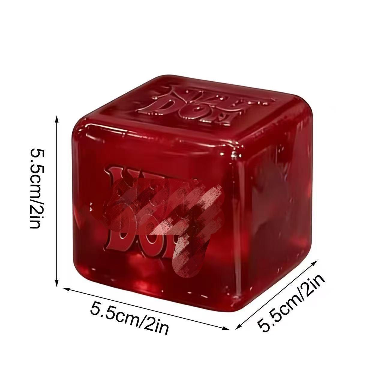 Wine Red Ice Cube Squishy Toy Soft Mochi Squeeze Stress Relief Toy for Kids and Adults