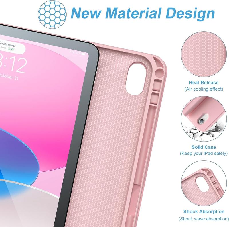Keyboard Case for iPad 11th Gen 2025 and 10th Gen 10.9 Inch Pink Protective Cover with Pencil Holder 7 Color Backlit Detachable Wireless Keyboard