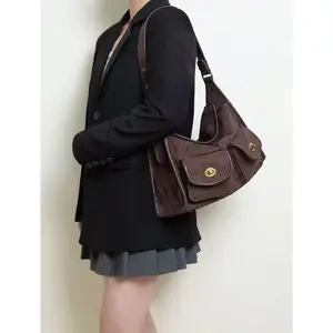 🎨       2026 New Vintage Crossbody Bag – Mid-Century Multi-Pocket Design, Artistic & Casual, Wide Shoulder Strap. Perfect Office & Daily Bag for Women!
