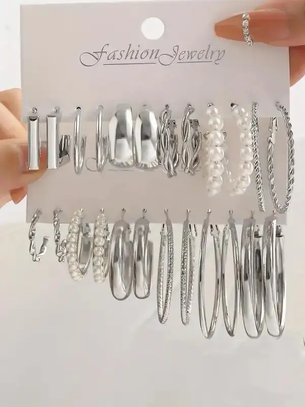 Minimalist Chic Round-shaped Hoop Earrings Set, Earring Stacking Set, Elegant Temperament Round Design Matching Earrings, Fashionable Earrings for Women, Vintage Jewelry Accessory  for Daily Use, Cute Cool Female Accessories, Hoop Earring Sets