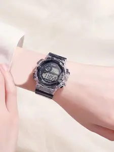 New Women's Electronic Watch Transparent Case Medium Size Dial Wristwatch Unisex Student Watch, Stylish Timepiece for Daily Use