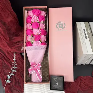 18 Artificial Roses Bouquet & Necklace Set, Valentine's Day Gift for Friends, Mother's Day Present for Mom, Holiday Party Favors