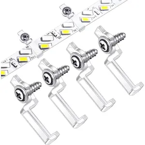 200 count LED Strip Light Clips Mounting Bracket, One Side Fixing Clips with 200 Screws for 10 mm Wide Non  3528/5050 LED Light Strip (Transparent)