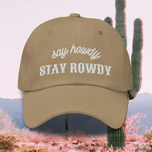 Say Howdy Stay Rowdy Hat, Embroidered Western Cowgirl Baseball Cap, Cowboy Country Concert Hat, Full Colors
