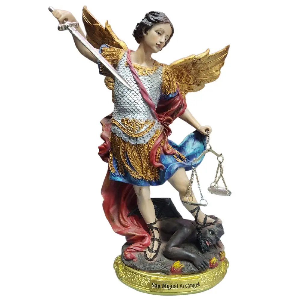 San Miguel Arcangel 12" 251265-12 Statue St Michael Archangel Estatua Con Balanza y Espada Movible Brand New Religious Decor Saint Protector Protects Against All Evil Ornaments