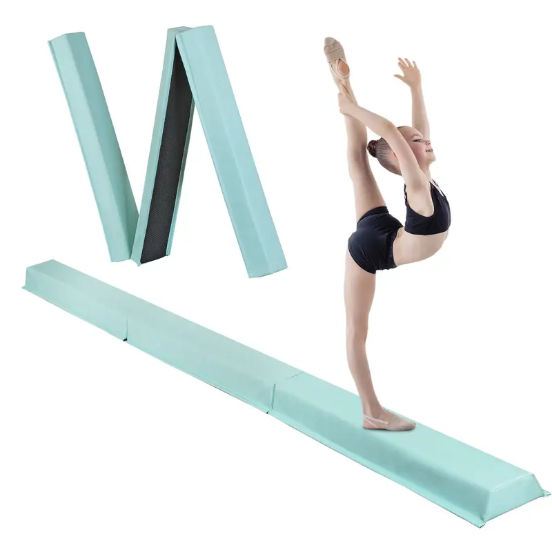 Zeny 9FT Foldable PVC Gymnastics Balance Beam for Kids - 4.3" Wide Surface, 2.3lbs Portable EPE Foam Gear, 2.6" Base Height, Anti-Slip Stable Base, Tri-Fold Packs Down Fast, Home Balance Skills Training