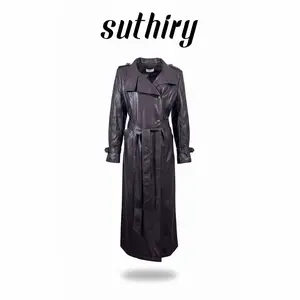 Women's Duster Long Brown Trench Coat Full Body Leather Outerwear for Women'swear Tops Womenswear