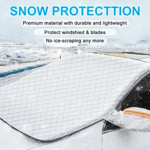Car Windshield Snow Cover 9pcs Magnetic Windscreen Protector Ice Frost Guard Removal for All Weather Conditions Oxford Cloth Material 4 Layer Protection