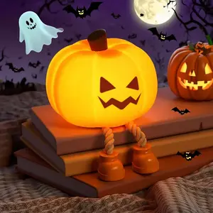 Pumpkin Night Light,Cute EasterEggLight Decor,Led Squishy Pumpkin Light with Feet Phone Holder, Dimmable Light Up Pumpkins,Rechargeable Bedside Touch Lamp
