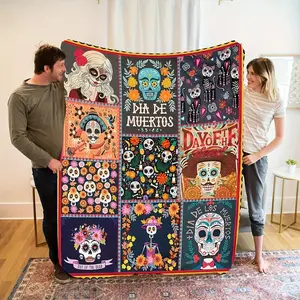 Halloween Skeleton Witch Blanket, Soft Casual Warm Blanket, Multifunctional Office Blanket, Outdoor Camping Travel Blanket