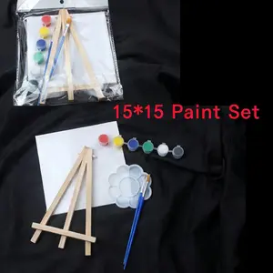 Desktop Wooden Painting Easel Set, Oil Canvas Board 15x15cm Mini Small Frame Kit, Coloring Set, DIY Hand-Painted Art Supplies, Art Drawing Supplies, Art Materials, Student Painting Supplies, Travel Painting Supplies