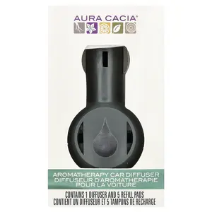 Aura Cacia Aromatherapy Car Diffuser, 1 Diffuser, 5 Refill Pads