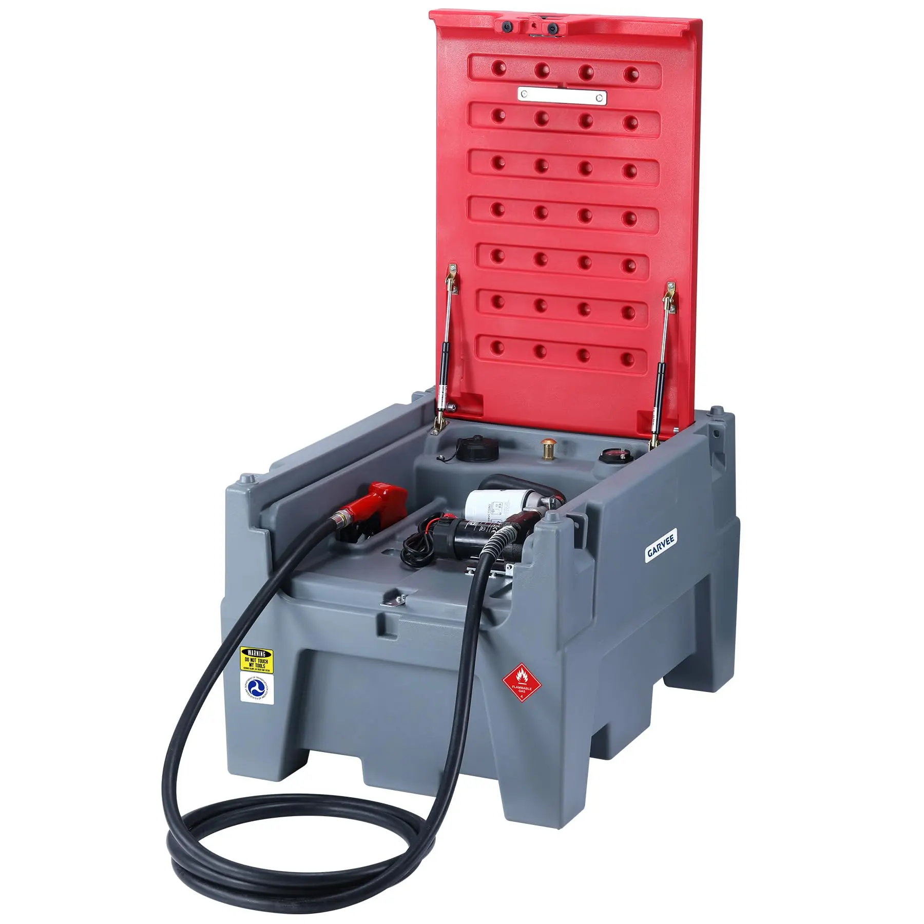 Automotive Portable Diesel Tank, 60 Gallon Capacity Portable Fuel Tank with 12V Transfer Pump, 10 GPM Flow, 13.1ft Hose, Auto Fueling Nozzle, , Heavy-Duty Diesel Transfer Tank for Easy Fuel Transportation, Red Engine & Transmission Repair Tools