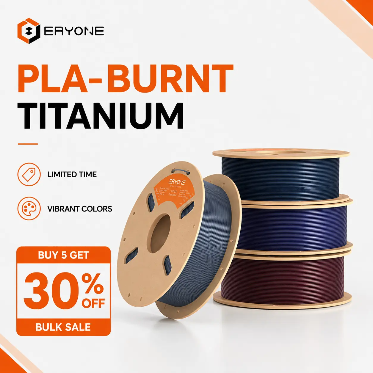 ERYONE Burnt Titanium Eco-Friendly PLA Filament 1.75mm - Glitter Effect 3D Printing Supplies, Dual/Tri Colors, Smooth Feeding, 1KG Cardboard Spool, 200Mm Outer Diameter