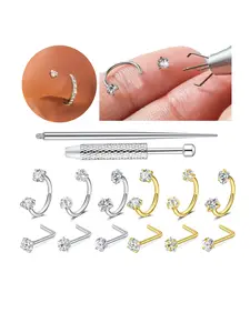 18G Horseshoe Nose Ring Nose Studs Stainless Steel Nose Rings for Women with a Ball Grabberand Silver Internally Threaded Nose Piercing Nose Piercing Jewelry