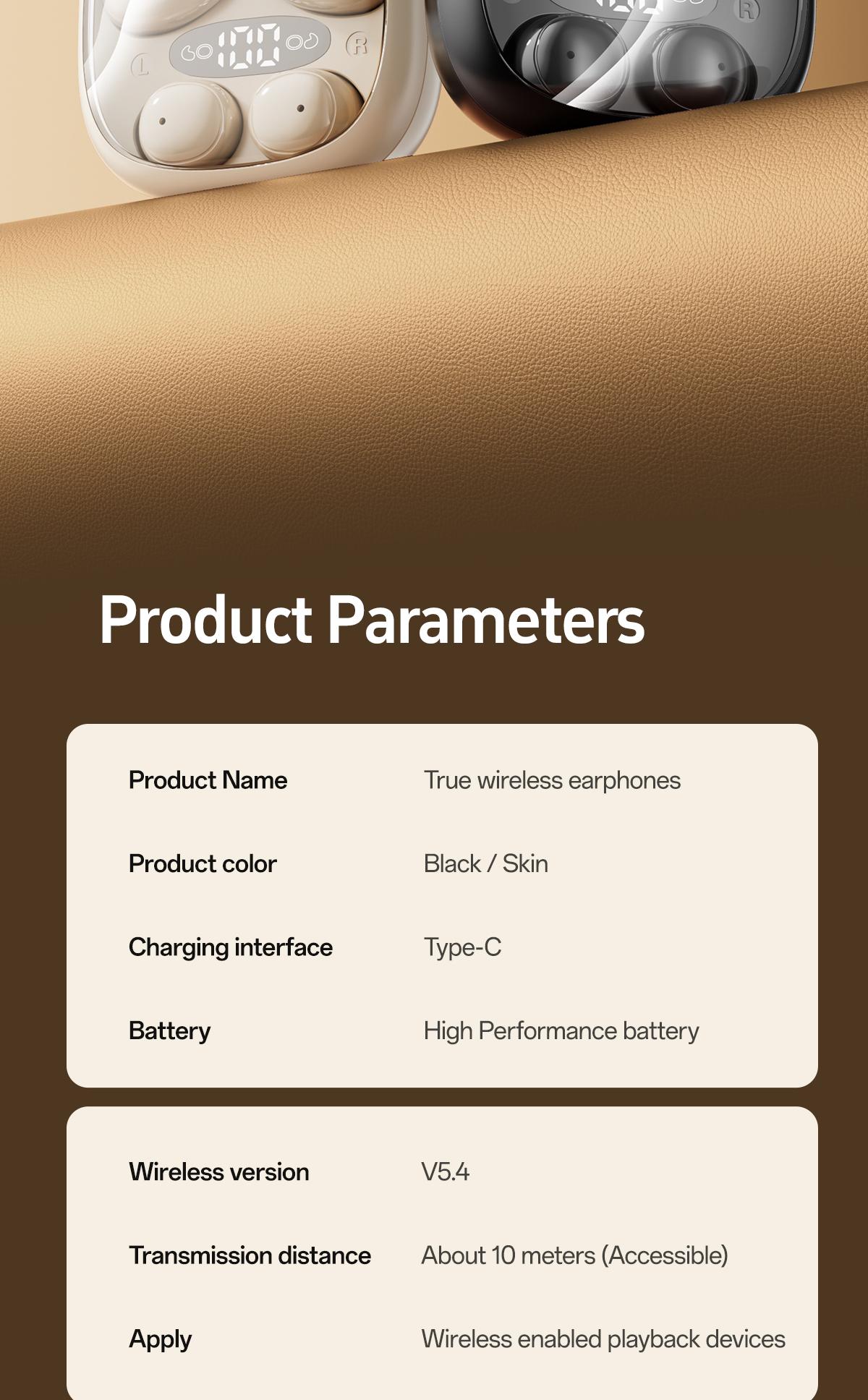 Chengruida M126 HiFi Quality 2 Pairs Wireless Earbuds, Ultra Thin Mini No Ear Pressure Side Sleep, Noise Reduction Call Long Battery Life