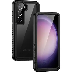 for Samsung Galaxy S25 Case,  Waterproof Dustproof Case with Built-in Screen Protector, Rugged Full Body Shockproof Protective Cover for Galaxy S23 Plus 6.6 Inch, Black/Clear