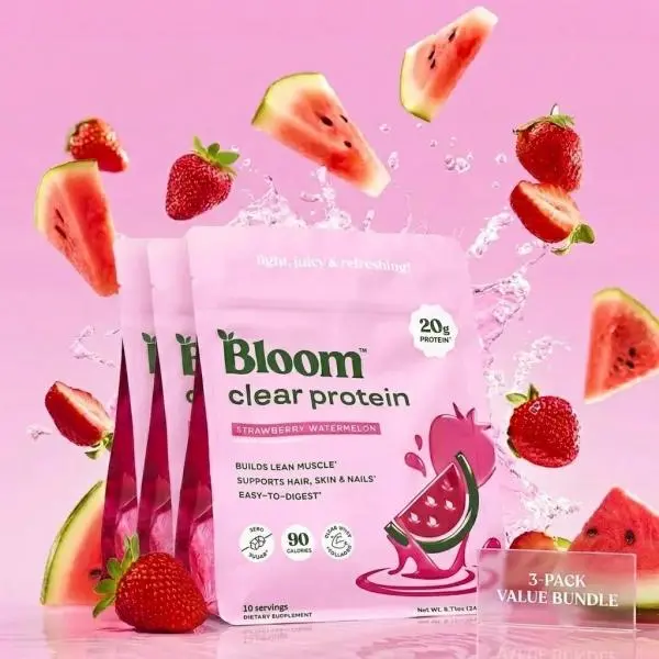 Bloom Clear Protein Strawberry Watermelon | 20g Protein, Zero Sugar | Collagen