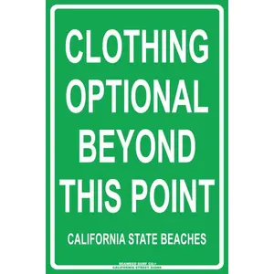 Clothing Optional Beyond This Point Tin Sign 12 x 18in