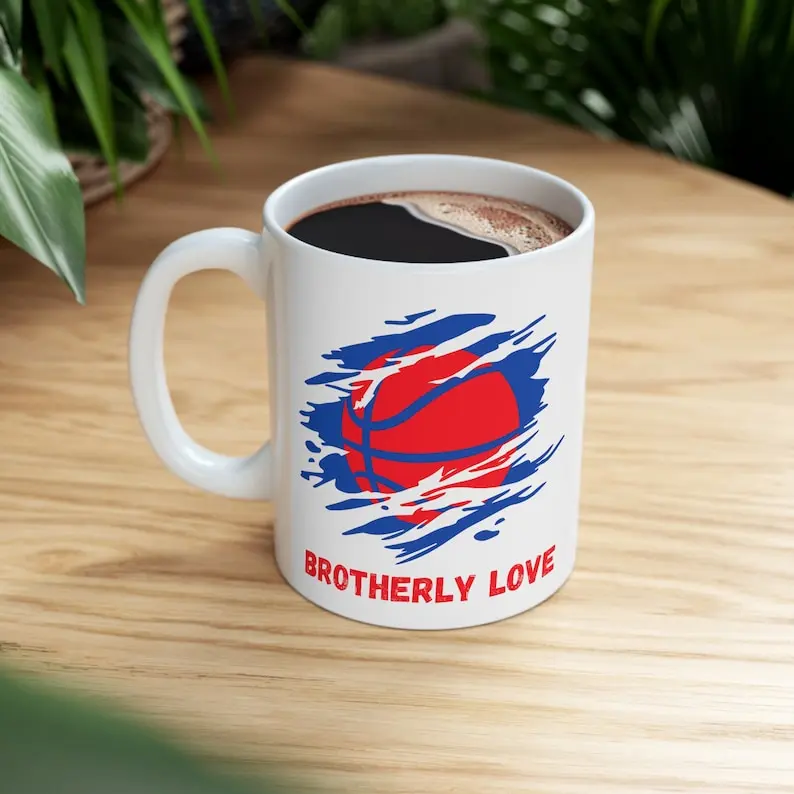 Brotherly Love, Philadelphia Basketball Ceramic Mug 11oz