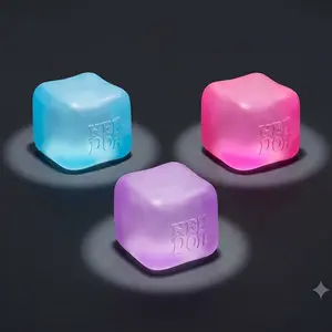NeeDoh Fun Cube Stress Relief Toy - Soft Cute Squeeze Toy, Multiple Colors - ADHD Gift for Women, Girl's Toy, Anxiety Relief Toy, Fun Christmas Stocking Stuffer - Stress Relief Toy for Ages 3 and Up
