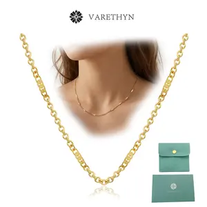 Trending 14K Gold-Plated Mini Rolo Chain Necklace Dainty Perfect for Layering Everyday Jewelry for Women for Girl