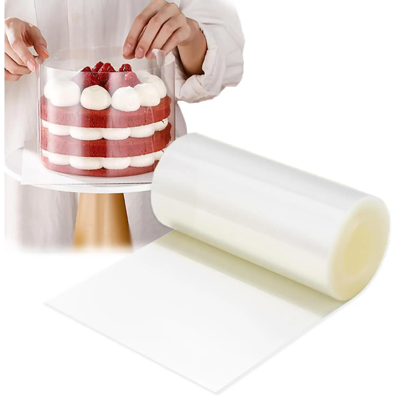 Transparent 4 x 394inch Acetate Cake Collars DIY Acetate Sheet for Chocolate Mousse Surrounding Edge Decorating Cake Strips for Baking