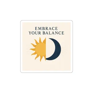Embrace Your Balance Sun and Moon Kiss-Cut Sticker | Celestial Wellness Decal