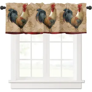 Cock Rooster Curtains for Bedroom Living Room Farm  Floral Valance Roman Shades for Windows  Curtains & Drapes Rod Pocket Valances for Kitchen Window Curtains Over Sink,54x18in, 1 Panel