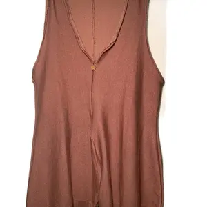Soft Brown Knit Bodysuit for Women - Sleeveless V-neck Top with Comfortable Fit and Basic Design - Minimalist, Tops, Vneck, Womenswear Summer Spring