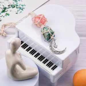 [Magic Crystal] 2pcs Raw Crystal Stone Ornament, Deals for You Days, Black Tourmaline, Kyanite, Amazonite, Jewelry, Gemstone, Crescent Shaped, Gift, Handmade, Energy, Unique, Hanging Decration, Halloween, Valentine'S Day Gifts