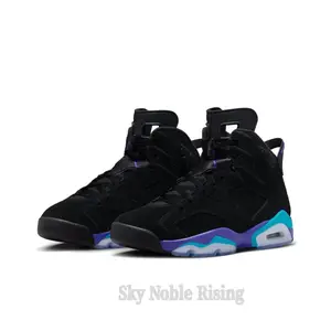 Black, Purple, and Blue Gradient High-Top Retro Basketball Shoes with Nubuck Upper and Translucent Outsole