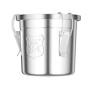 6L 304 Stainless Steel Grain Container Silver Polished Airtight Lid for Kitchen Snack Shop Hotel Canteen Storage Moisture-Proof  Stackable