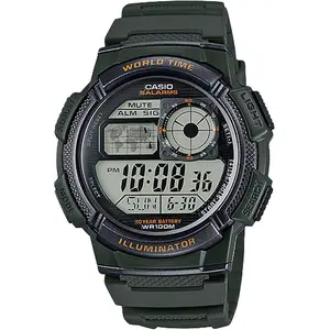 Casio Men’s Digital Watch with Black and Green Dial  - AE-1000W-3AV