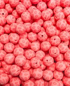 25 Pack- 15mm Print Valentine KISSES EXCLUSIVE Round Silicone Beads