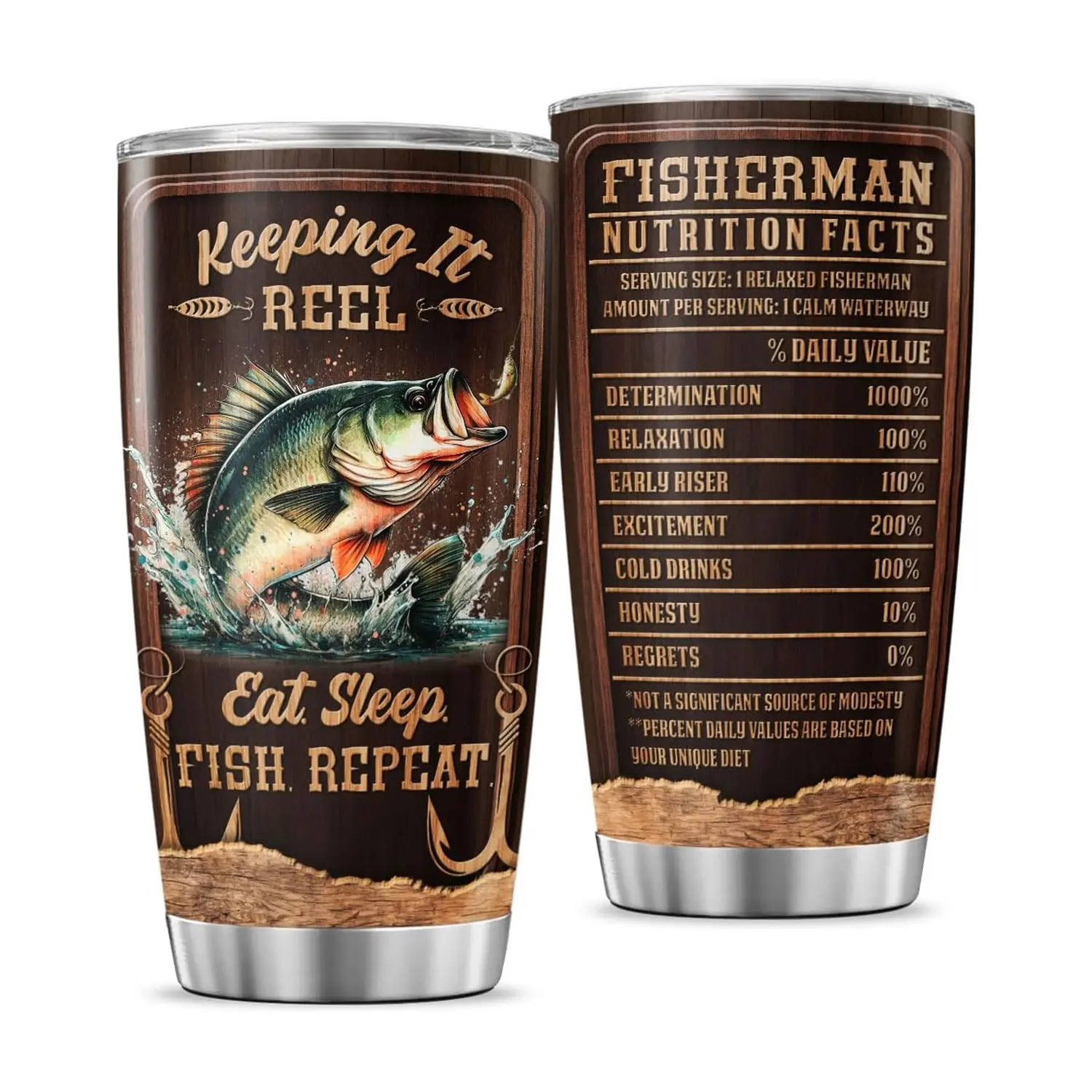Fishing Gifts for Men, Funny Fish Lover Design Stainless Steel 20oz Tumbler, Insulated Travel Cup for Dad Grandpa Husband, Great Birthday Present for Outdoor Fisherman