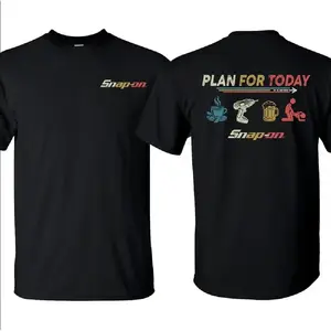 Snap-on Plan For Day T-Shirt, Double-sided Print, Slim Fit Crew Neck Short-Sleeve Casual Unisex Top, Classic Clothing T-Shirt