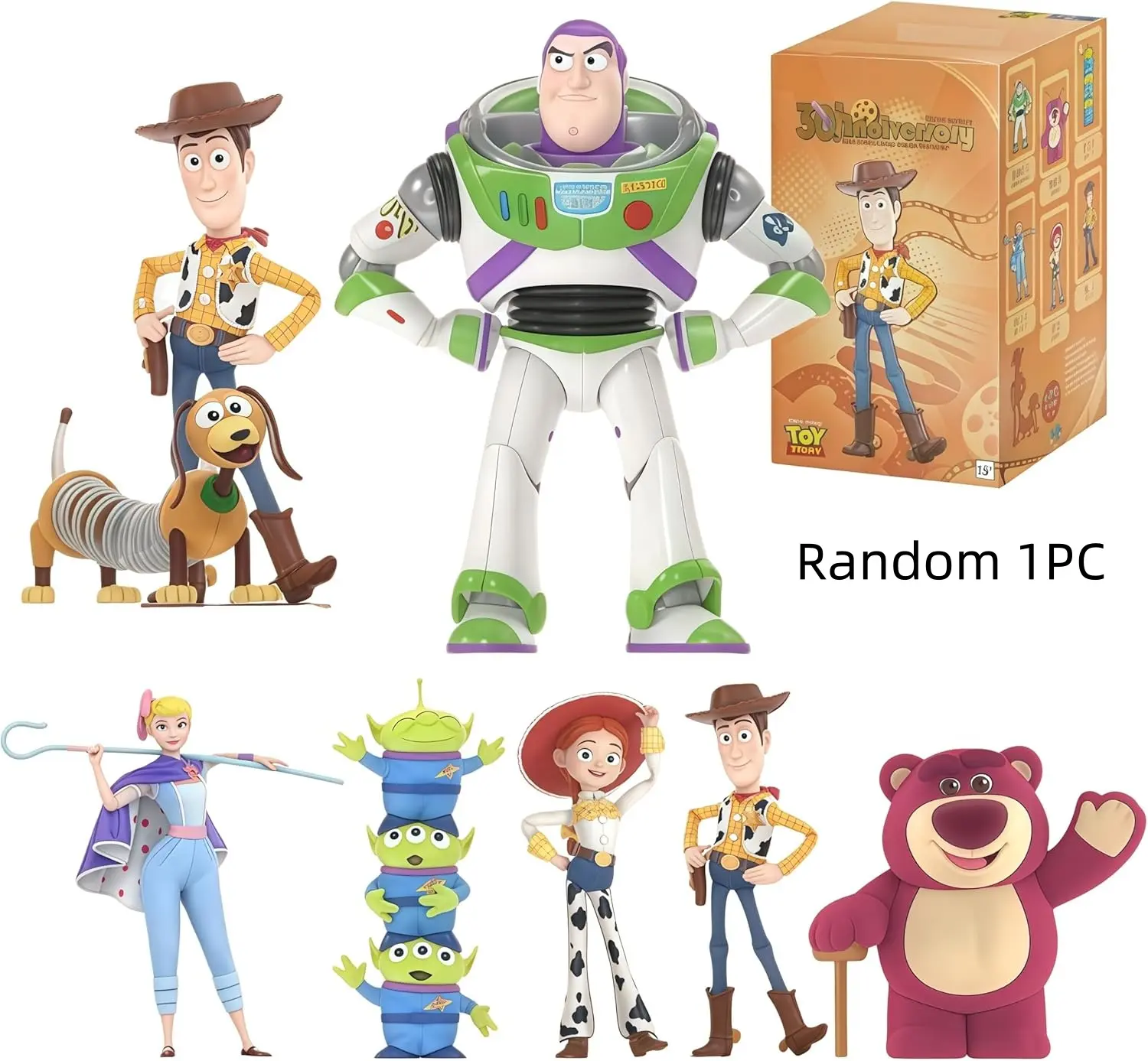 MINISO Disney Toy Story 30th Anniversary Collectible Blind Box Figures - Premium Soft PVC Dolls, Woody Toy, Buzz Lightyear Characters, Limited Edition Box, Blindbags, Collectible Blind Pack, 1PC Random Birthday Gift for Collectors