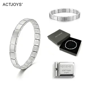 ACTJOYS Modular Bracelet Pinch Free Comfort Surgical Grade 316L Steel DIY Customizable Non Tarnish Silve