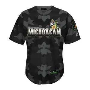 Michoacan Black Camo Baseball Jersey, Mexico Jersey, Black Mexico Shirt, Baseball Jersey For Men Women Youth And Kids, Baseball Top For Going Outfit