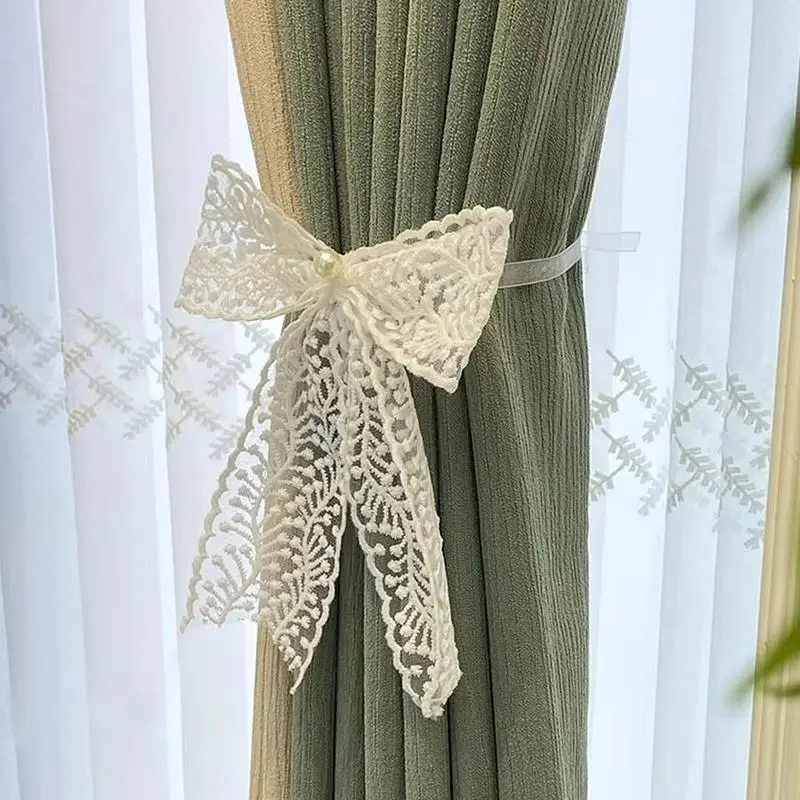 Lace Curtain Tie, 2 Counts Bow Decor Curtain Strap, Window Curtain Tieback, Home Decor for Living Room Bedroom Hotel Salon