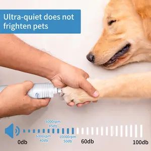 Dog Nail Grinder With 2 LED Light,3 Speed RechargeableDog Nail Trimmer, Upgraded Powerful Electric Dog Nail FileQuiet And Painless, Pet Nail Trimmer Paw Polisher Automatic Electric Trimmer cat nail clipper Professional Small Animal Nail Clippers Kit
