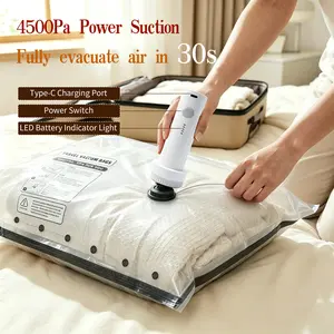 Closet Savior！6Pack Storage Bag with 4500Pa Rechargeable Electric Vacuum, Free Up to 80% Space, 30s Fast Pump for Winter Clothes, Quilt, Duvet, Down Jacket & Travel, Space Saving Compress Bags, Lightweight Storage Organizer