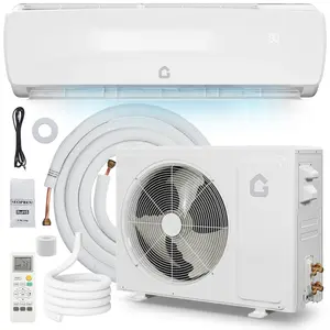 19 SEER2 9000 BTU Split Air Conditioner, Ductless Mini-Split Inverter A/C Heat Pump System 115V, Cools 450 Sq. Ft, 3-in-1 Cooling/Heating/Dehumidifying, 10ft Pre-Line Set, White