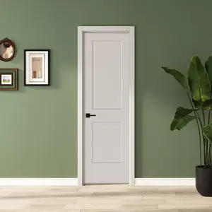 24x80 in 2-Panel White Primed Molded Door Slab, Shaker Style Paintable Hollow Core Interior Door Panel, for Swing, Pocket, Sliding Door, Durable and Lightweight, No Assembly Required