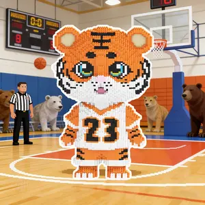 Cute Tiger 3D Puzzle Building Block Ornament for Home Office Decor, Ideal Gift for All Occasions, Perfect for Display and Parties