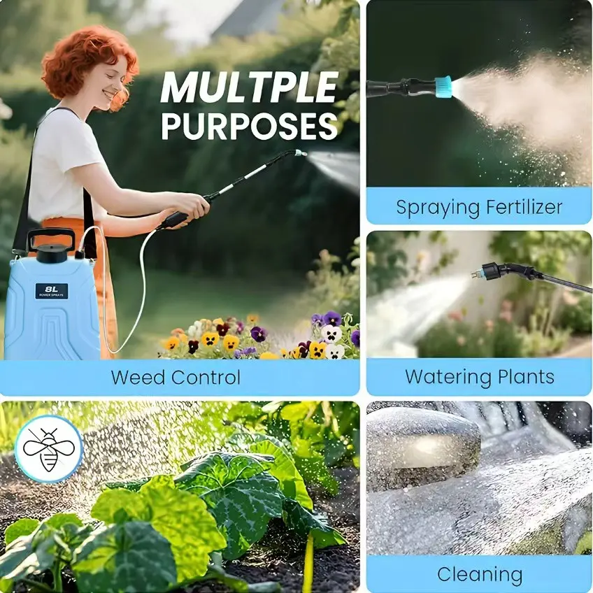 2.1 Gallon Battery Powered Sprayer, Garden Electric Portable Backpack  Sprayer, High Pressure Spray, 3 Spray Nozzles, USB Rechargeable Handle,  Adjustable Strap, Lawn & Garden - TikTok Shop