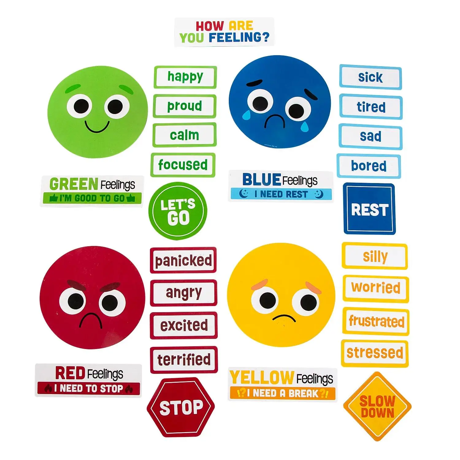 2" – 7 3/4" Social Emotional Learning Emotion Check-In Cardstock Magnet Set - 29 Pc.